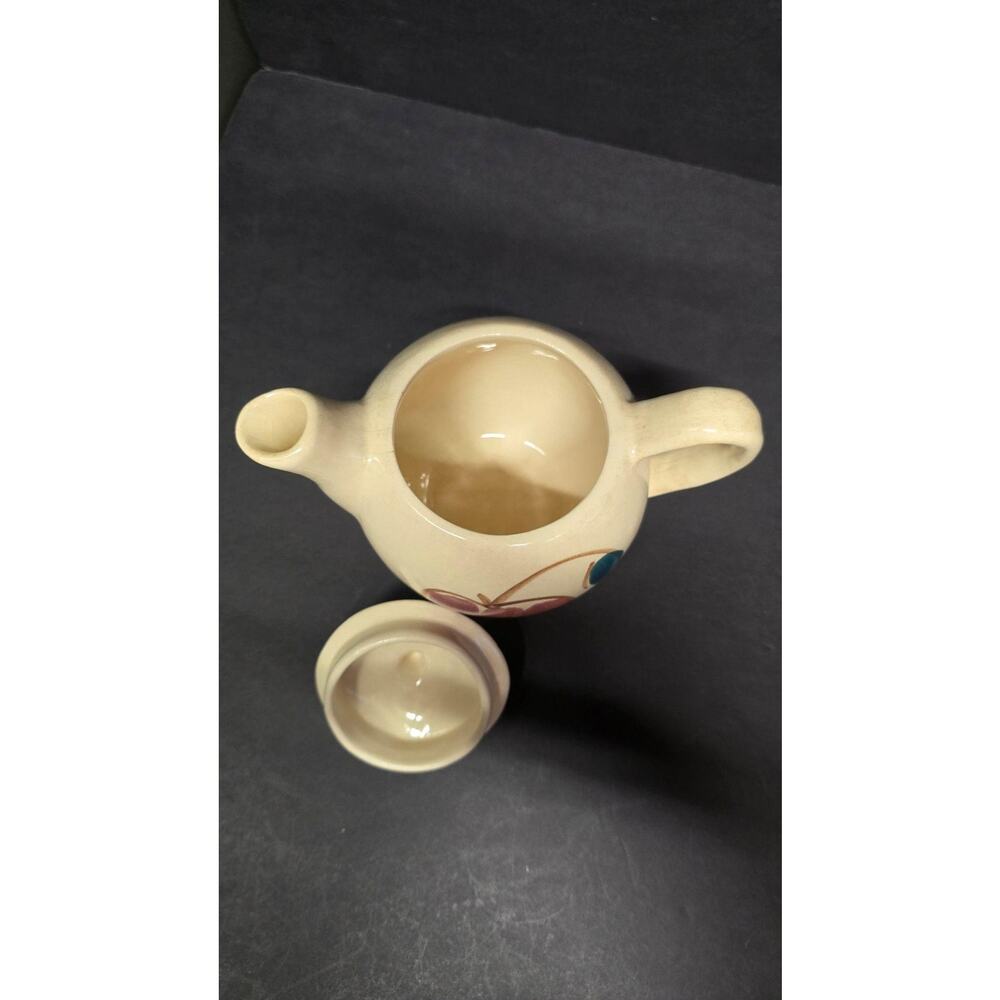 Vintage Cream Ceramic Fruit Teapot Apple Pear Country Farmhouse Lid Kitchen - Picture 6 of 9